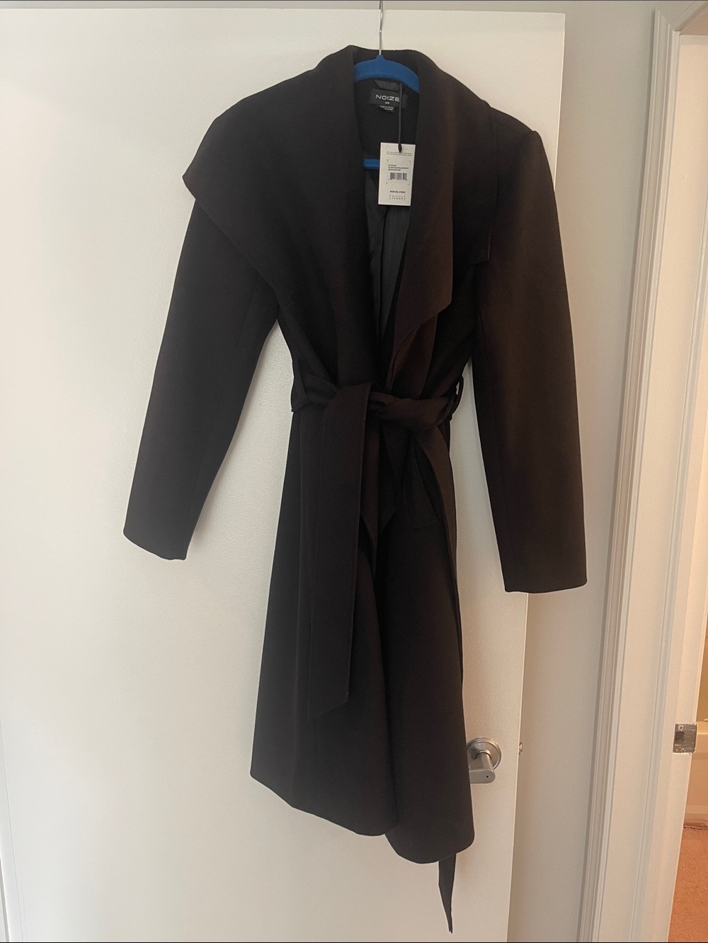 Noize Black Draped Wrap Coat